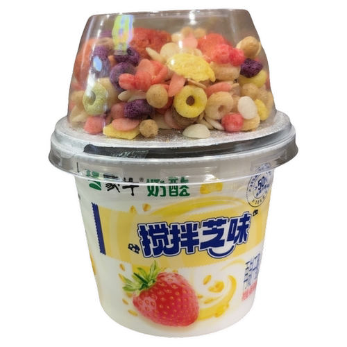 顺丰包邮蒙牛奶酪搅拌芝味干酪混合谷物麦片草莓味180克 - 封面