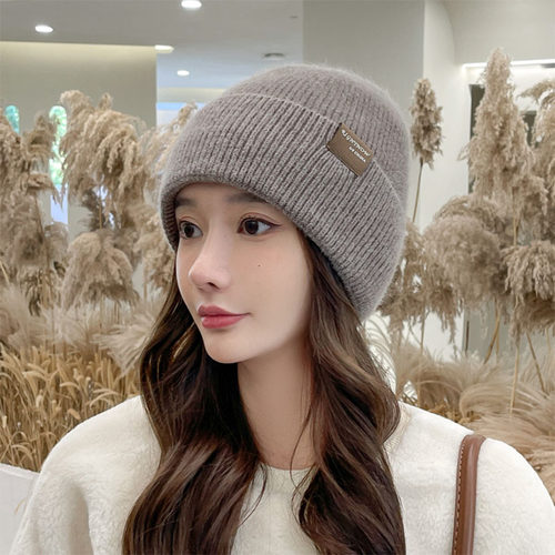 加厚针织毛线帽女冬保暖加绒套头