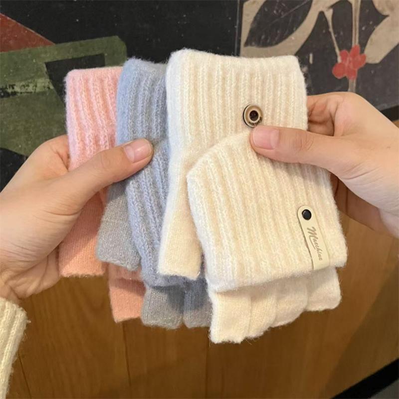 毛绒翻盖手套冬季保暖防风防寒