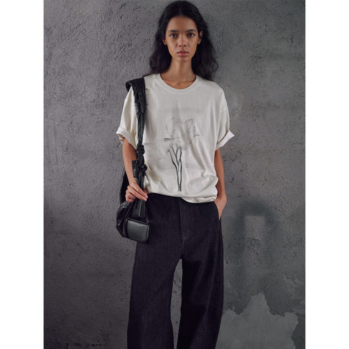 Hello September 棉感天丝麻印花宽松T恤M60604