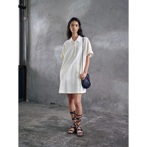 Hello September 开售肌理针织拼接POLO连衣裙上衣M60610