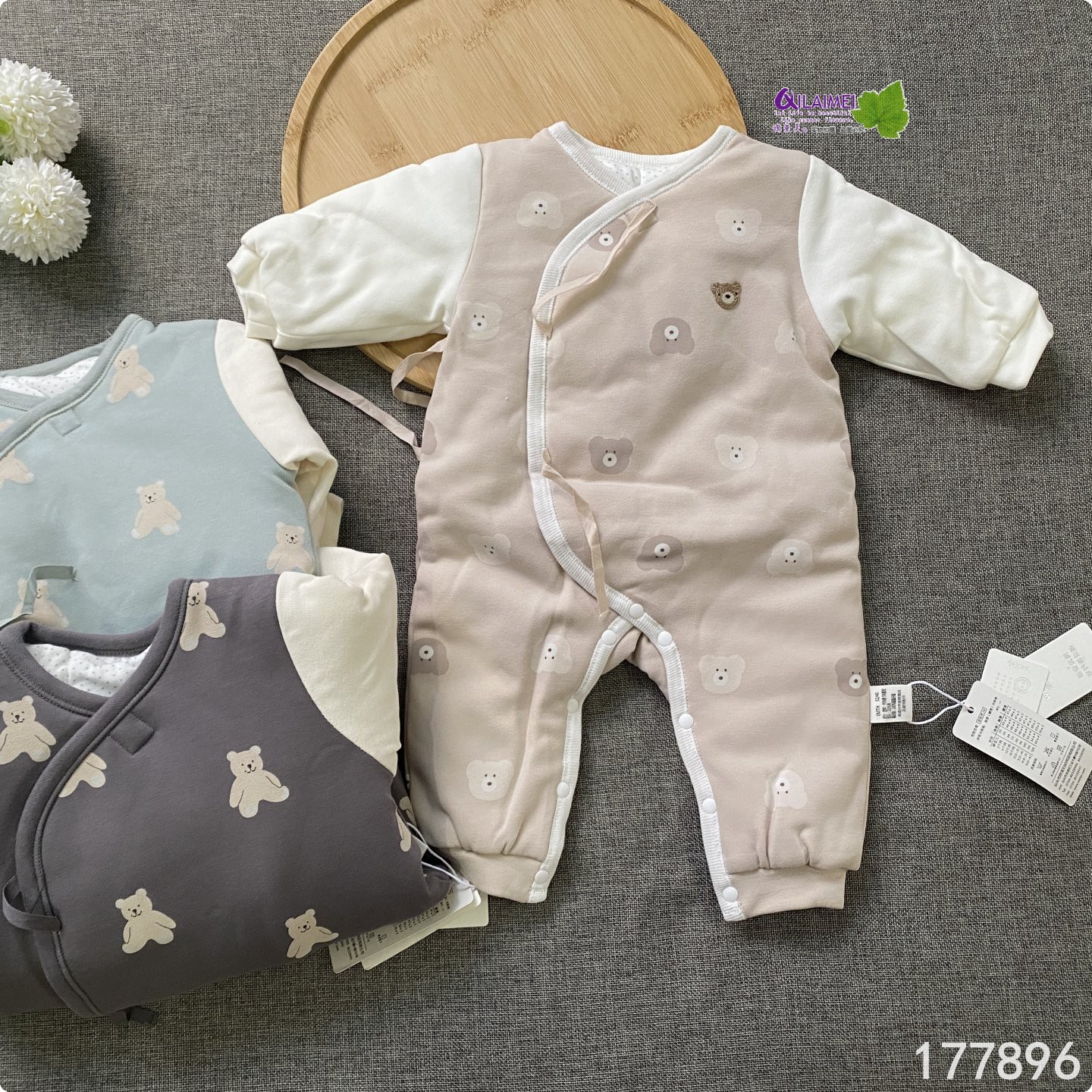 婴儿绑带连体衣秋冬夹薄棉