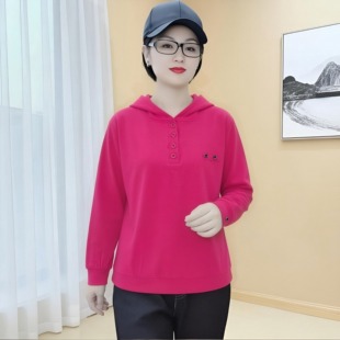 连帽长袖t恤女宽松纯棉百搭显瘦上衣套头休闲风松弛感卫衣女士潮.