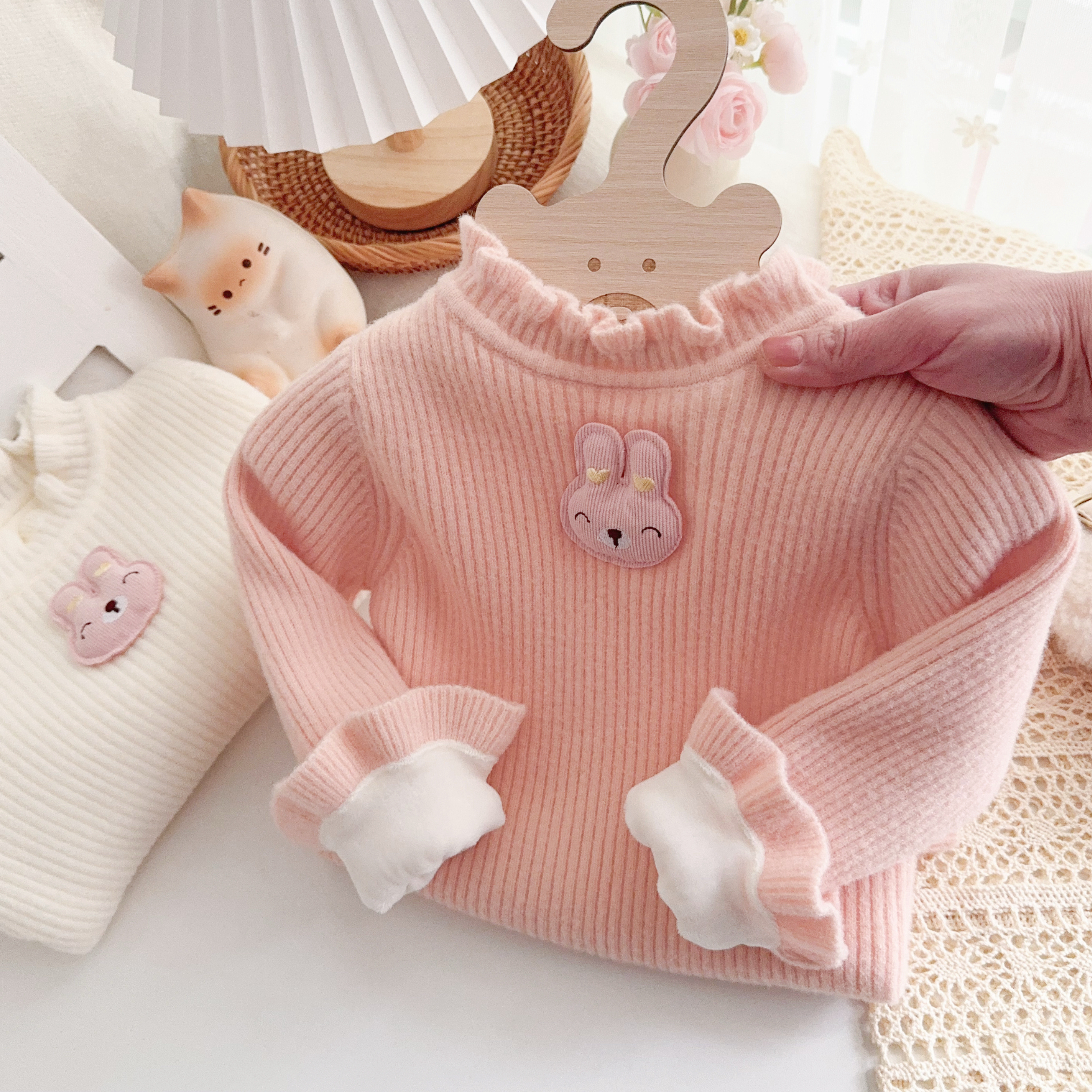 女童毛衣加绒加厚冬装基础款打底衫修身小童弹力内搭套头针织衫