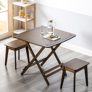 小折叠方桌子正方形折叠桌餐桌楠竹实木吃饭桌家用阳台仿古折叠
