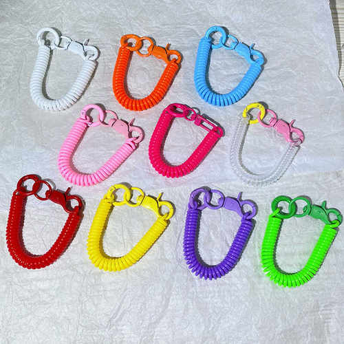 创意ins弹簧电话线圈钥匙扣包挂件伸缩手机防丢绳交通卡学生手绳