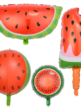 22寸4D夏季水果西瓜铝膜气球生日派对装饰商场夏威夷活动场景布置