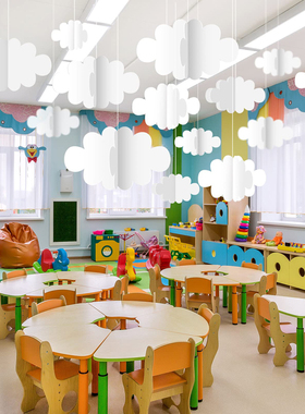 幼儿园仿真3D立体云朵屋顶挂饰