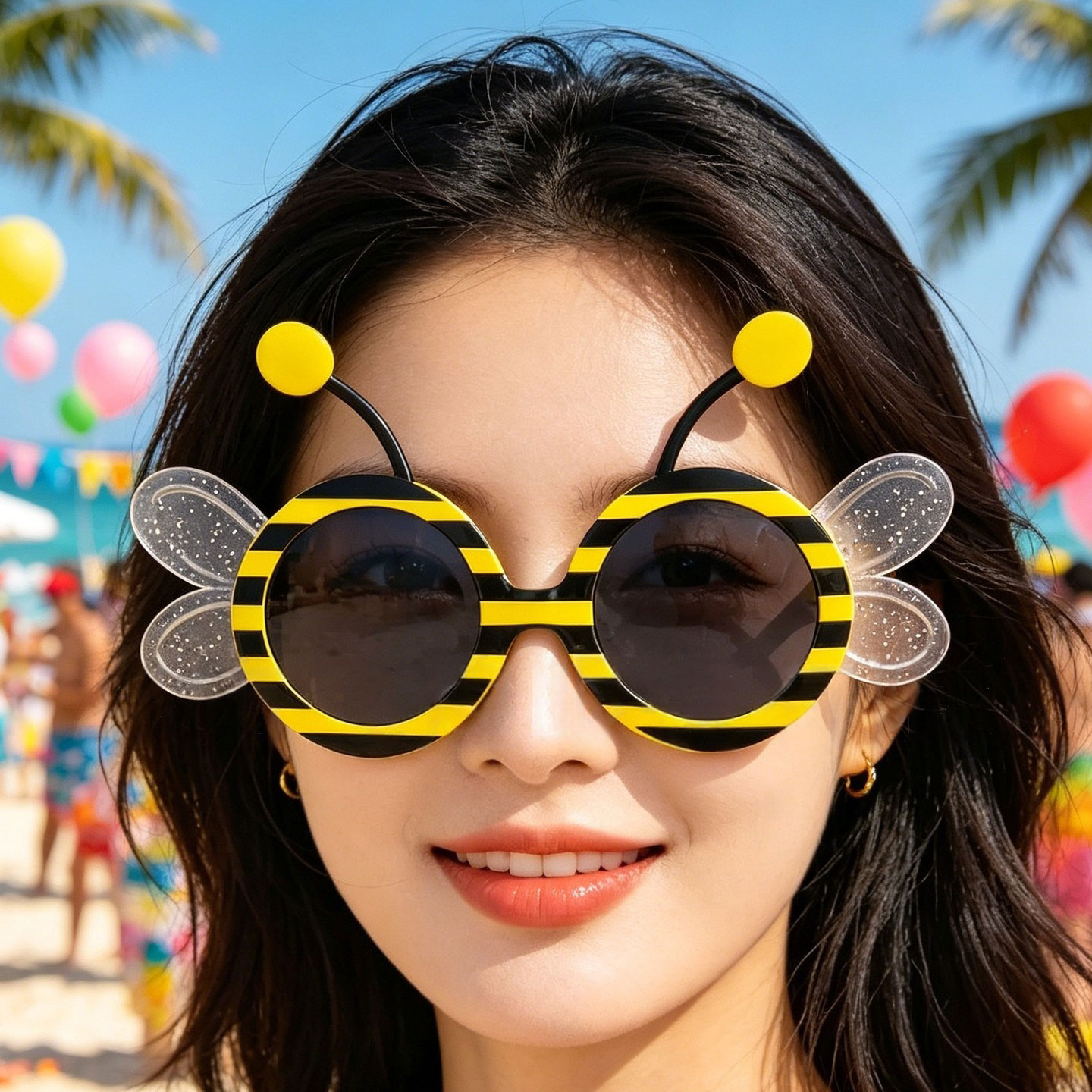 小蜜蜂可爱造型太阳镜创意搞怪眼镜生日聚会派对拍照道具装饰墨镜