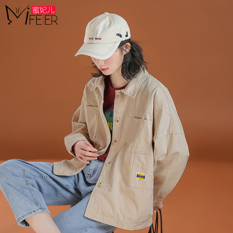 蜜妃儿2020春季新款日系古着原宿风韩版宽松bf外套女短款小个子潮