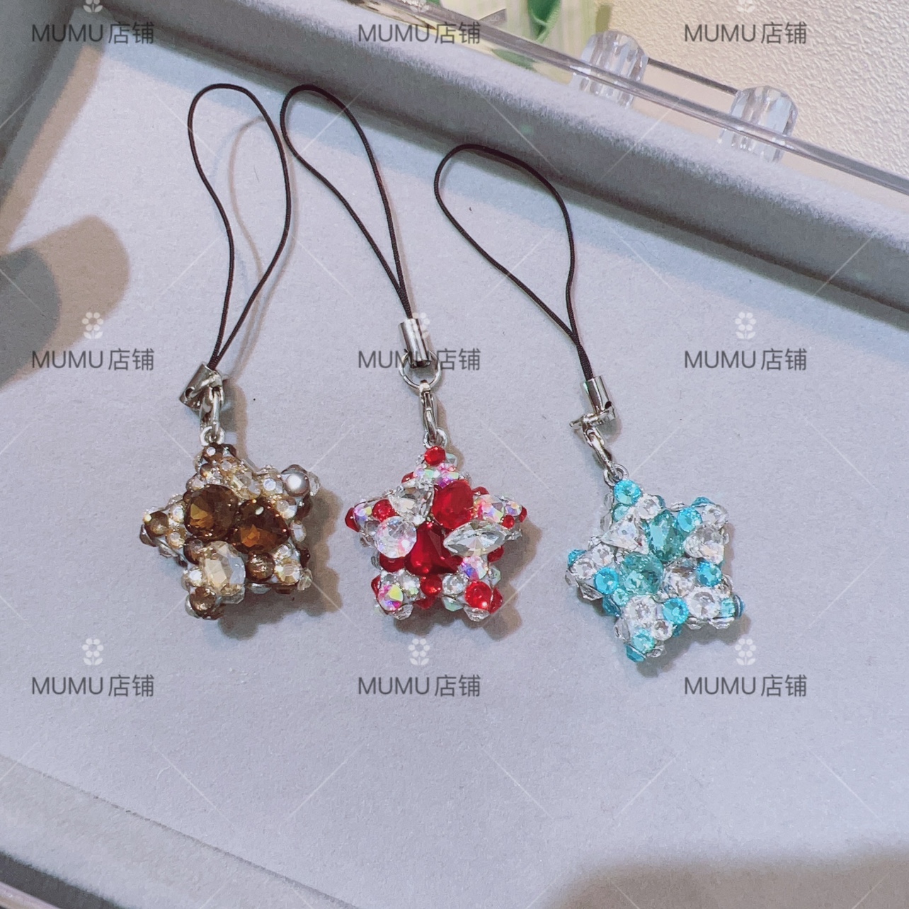 mumu手作立体五角星贴钻制作手机挂件k9水钻