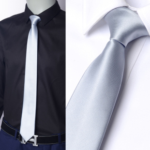西装 工作职业时尚 可添logo上班 6cm银色光面纯色休闲窄版 领带男士