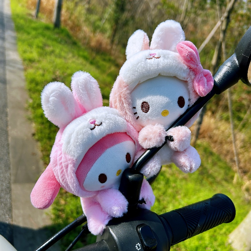 【防丢款】三丽鸥电动车装Hellokitty猫公仔玩偶挂件可爱卡通毛绒