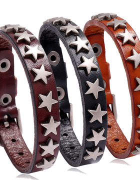 亚马逊朋克饰品牛皮手环