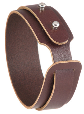 欧美新款配饰创意百搭绕2圈男士牛皮手链简约可调节光面复古手镯