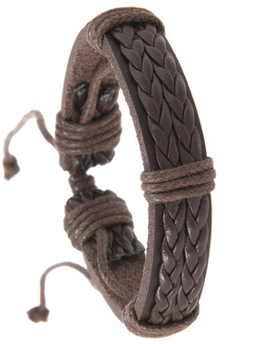 复古男士手工编织皮革抽拉手链