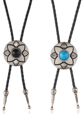 欧美新款服装配饰简约创意可调节波洛领带皮革项链百搭休息毛衣链