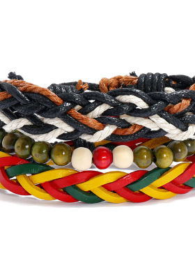 简约男士红黄绿牛皮diy