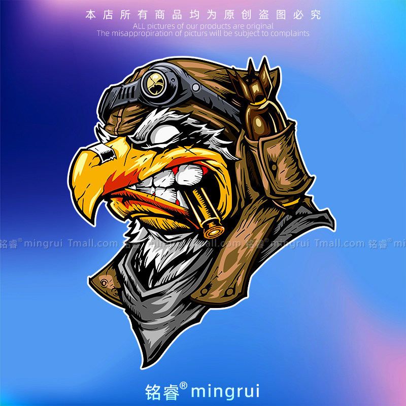 趣味卡通霸气老鹰兵汽车贴纸个性创意车身拉花车窗防水反光装饰贴