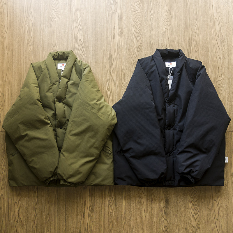 JAPANESE VINTAGE ROBE COTTON COAT AUTUMN AND WINTER OUTDOOR FLUFFY HAND-PLUGGED COTTON THICKENED SHORT CARGO COAT