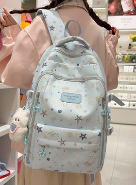 官方正品韩版小清新书包日系公主百搭可爱休闲印花双肩包初中高中