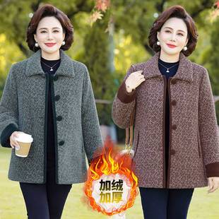 商场品牌妈妈冬装 贵气仿水貂绒外套中老年人女加绒加厚棉衣保暖毛