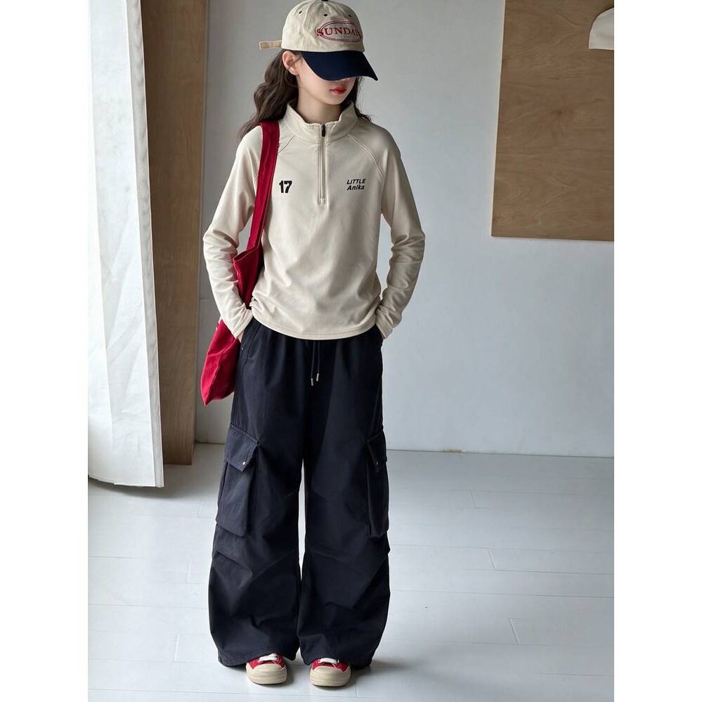 官方正品女童春秋套装2026新款儿童春秋洋气立领卫衣秋装大童工装
