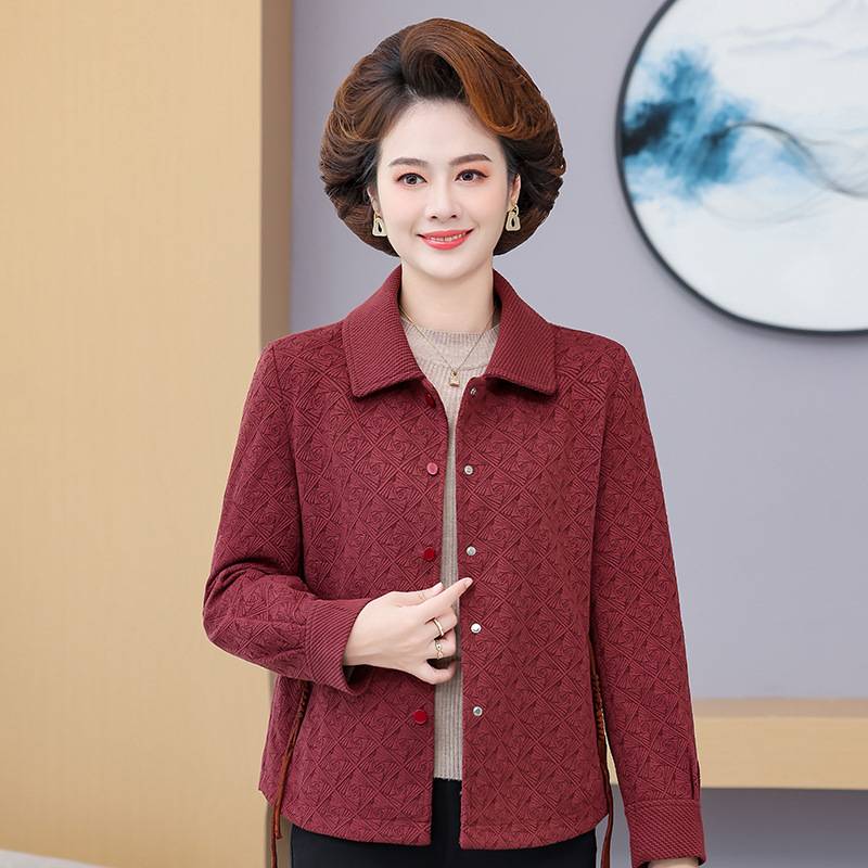 官方正品中老年女装春秋装外套女时尚洋气2026新款妈妈装翻领休闲