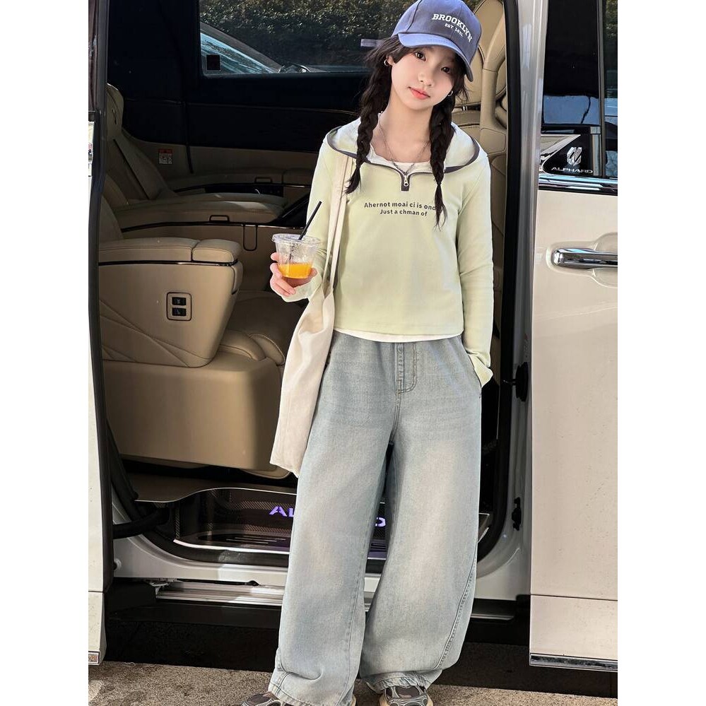 官方正品女童春秋卫衣套装2026新款女大童春装韩系上衣儿童牛仔裤