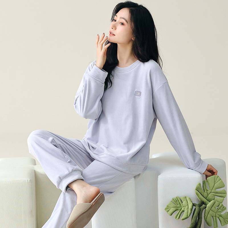 官方正品海岛绒睡衣女士秋冬季薄款珊瑚绒休闲圆通家居服春秋大码