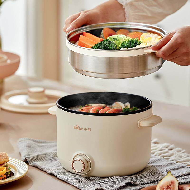 官方正品小熊电煮锅DRG-E25H1 家用宿舍学生煮面锅多功能一体锅小