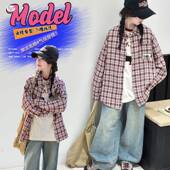 新款 2026年春季 中大童韩系蝴蝶结衬衣春秋长 女童格子衬衫 官方正品