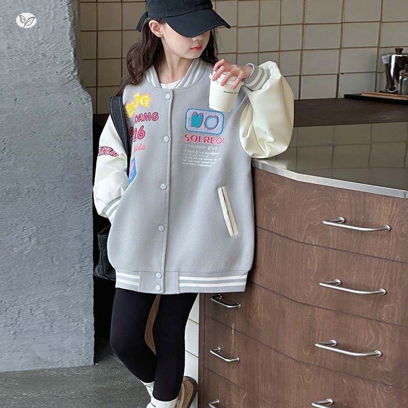 官方正品女童棒球服外套2026年春季新款中大童字母刺绣夹克衫休闲