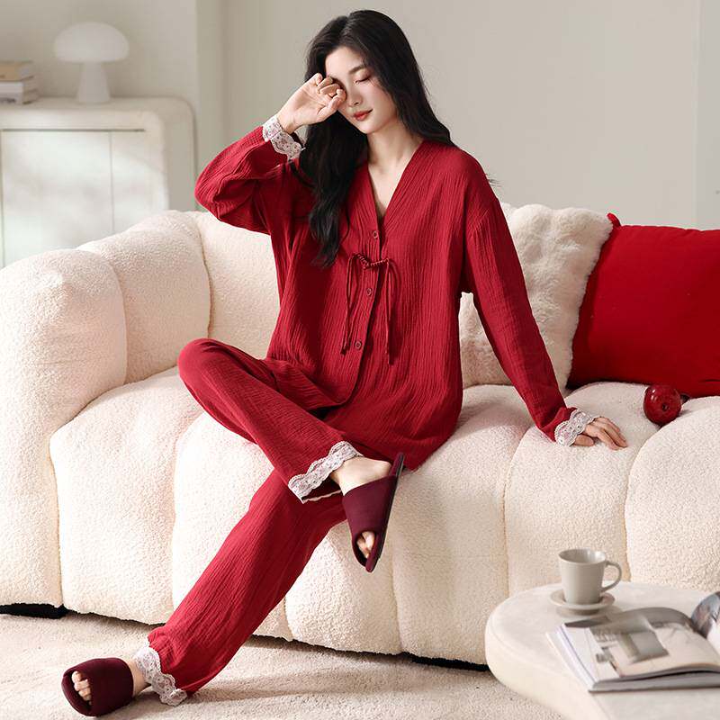 官方正品红色睡衣女春秋冬季纯棉长袖本命年套装新中式国风喜庆结
