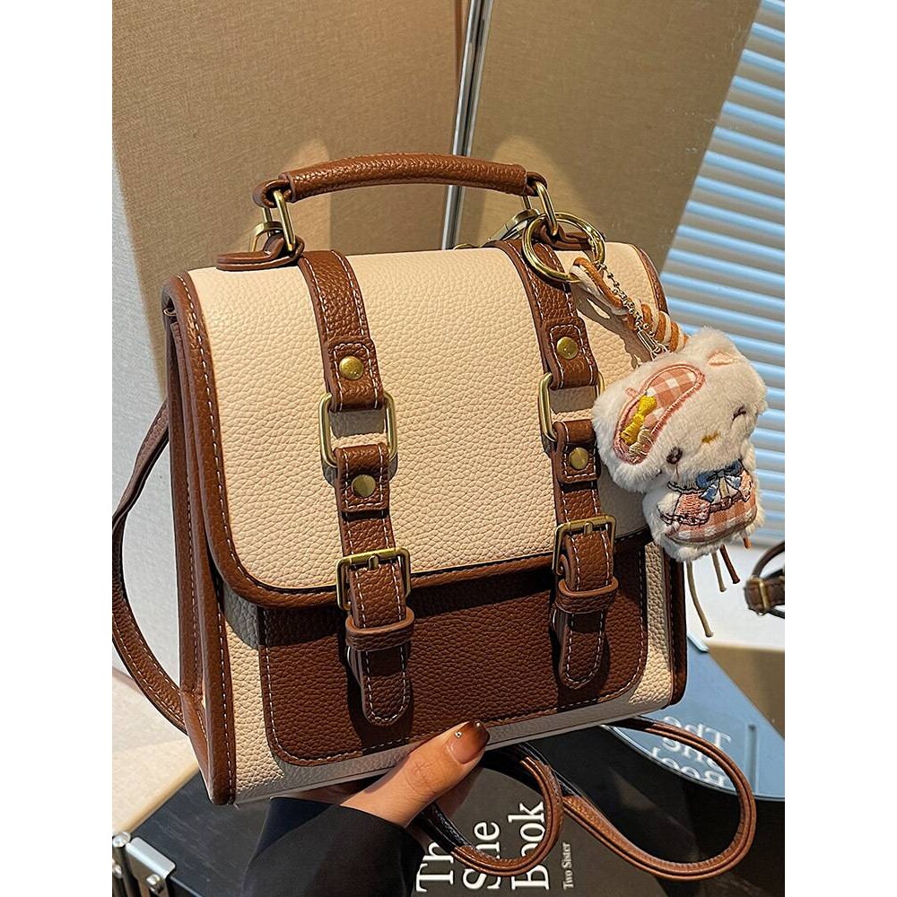 官方正品复古洋气双肩包女时尚个性学生上课书包韩版街头潮流轻便