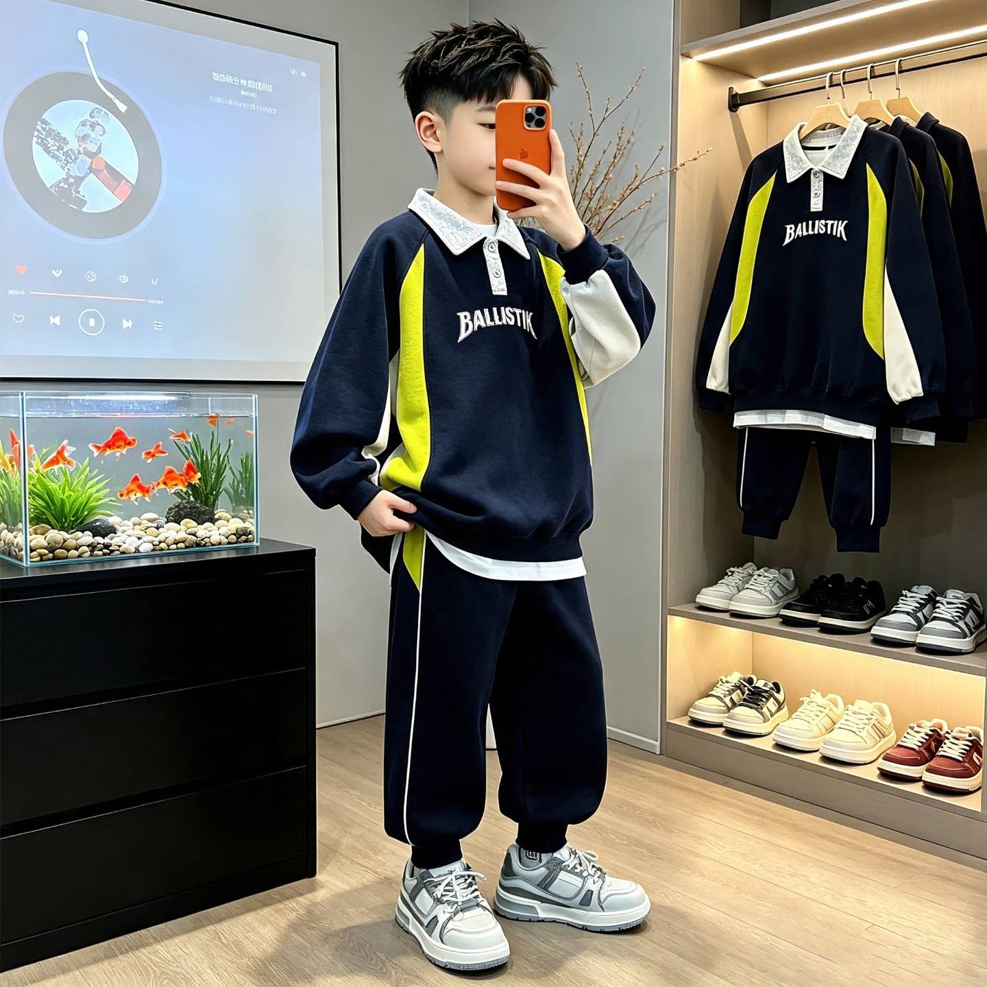 官方正品儿童装男童秋装卫衣套装2026新款春秋款中大童运动秋季酷
