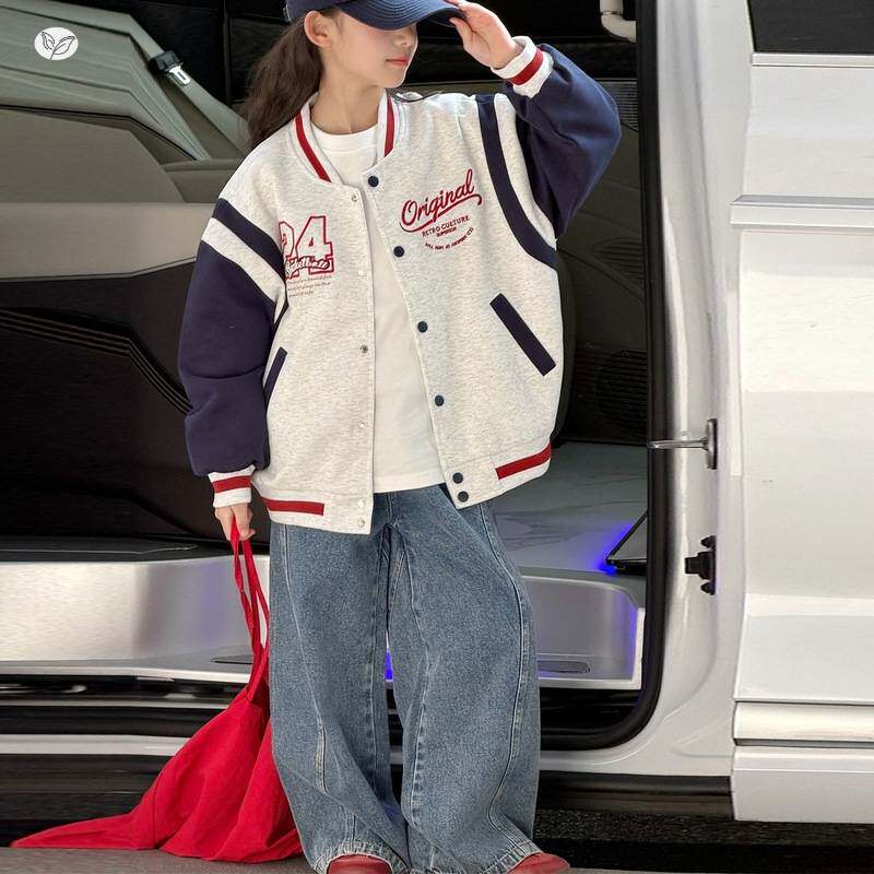 官方正品女童棒球服2026年春季新款韩系刺绣夹克衫中大童撞色春秋