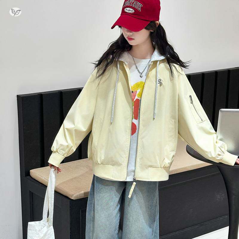 官方正品女童卫衣开衫2026年春季新款中大儿童百搭字母连帽外套春