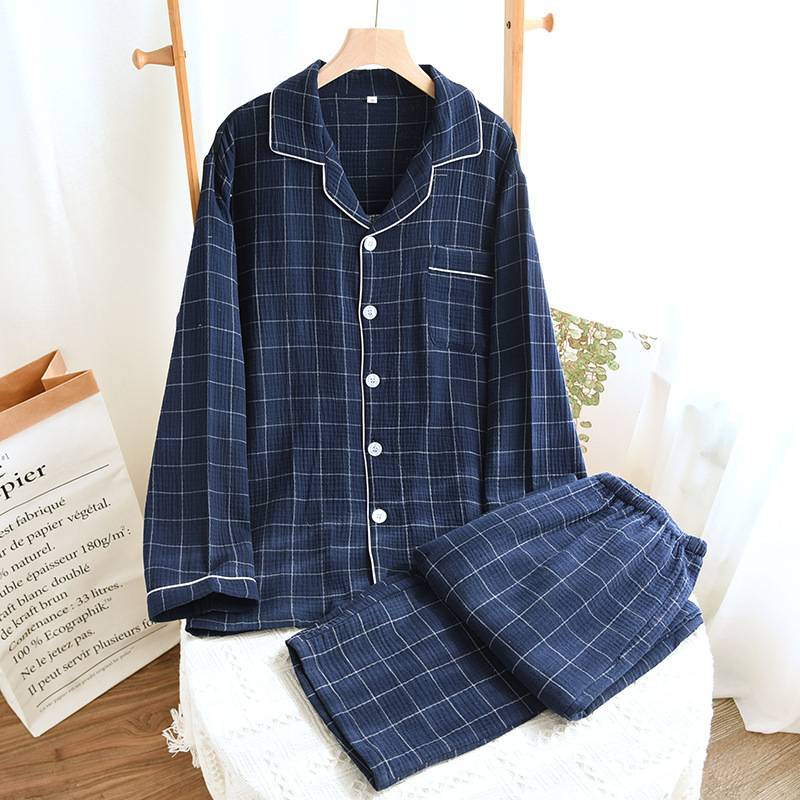 官方正品分销代发纯棉男士家居服春秋季新款圆领长袖长裤居家舒适