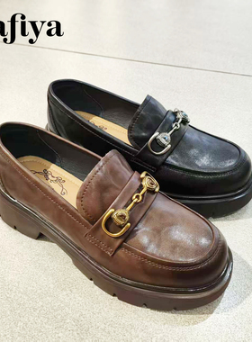 索菲娅2026年春季新款舒适百搭一脚蹬厚底乐福鞋SFE1112188