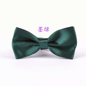 男士商务结婚双层墨绿领结纯色藏青玫红香槟金白质感蝴蝶手打领花