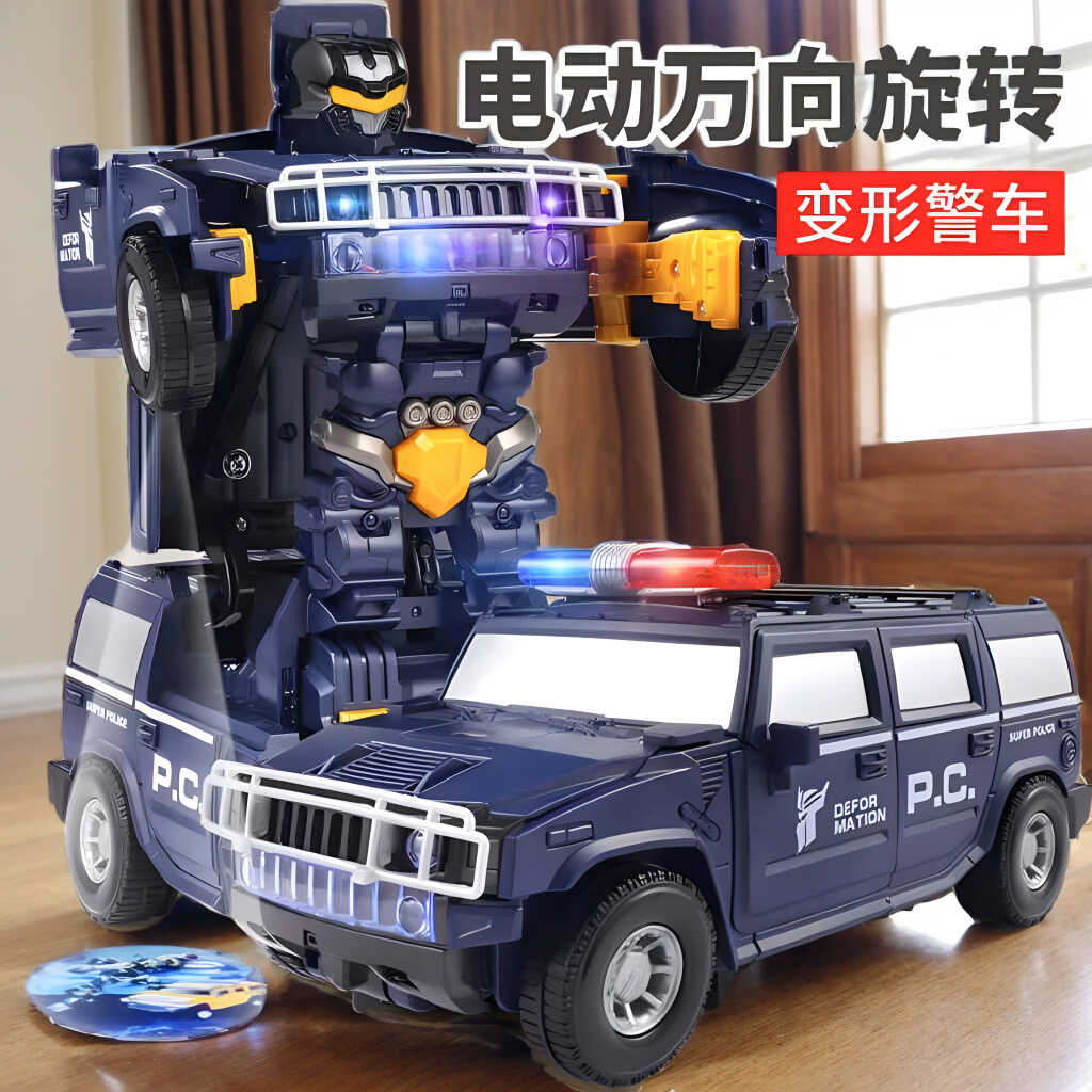 抖音同款变形悍马汽车玩具灯光投影万向旋转仿真警车炫酷声光音乐