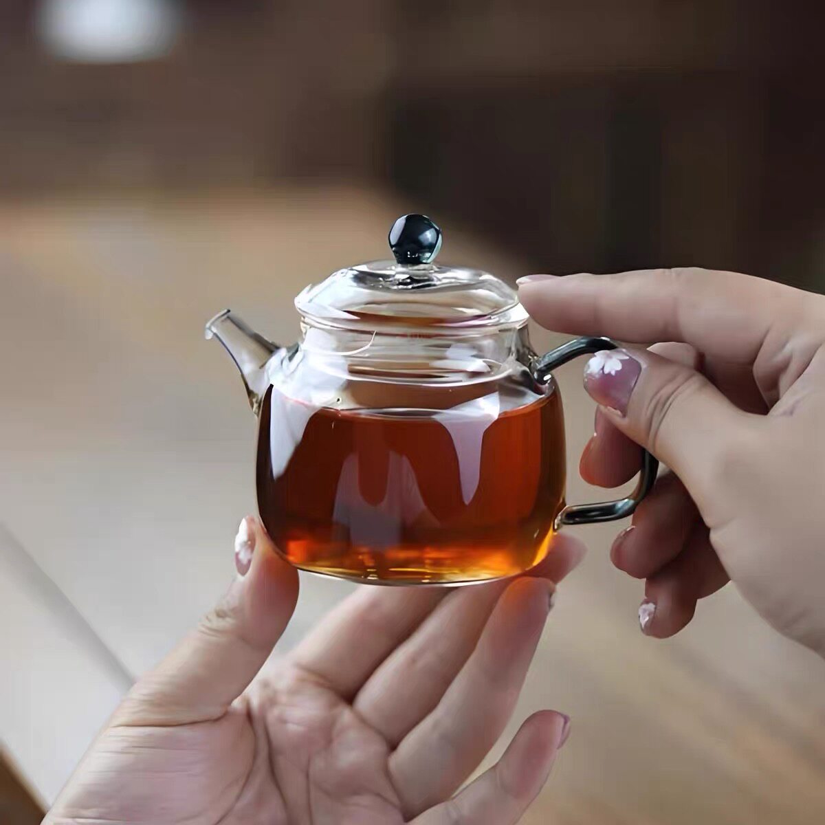 禾器金标玻璃茶壶纯手工耐热过滤茶壶