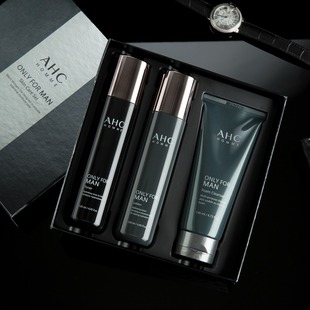 临期清仓韩国AHC男士护肤套装水乳洗面奶保湿三件套送男友礼物盒