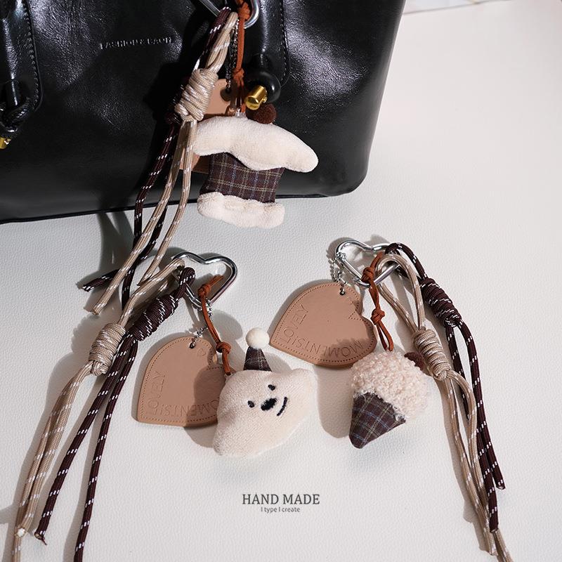 可爱布艺钥匙扣ins风创意温暖色系包包情侣背包挂件饰品汽车装饰
