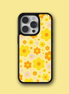 苹果16pro欧美风WF同款黄色小花朵15plus经典款14promax防摔保护套13mini/12/11/xsmax