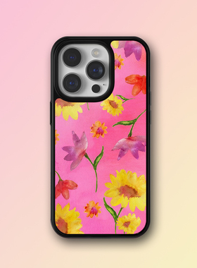 16Promax欧美风WF同款黄色小花图案苹果15手机壳14plus适用13mini防摔12/11/xsmax