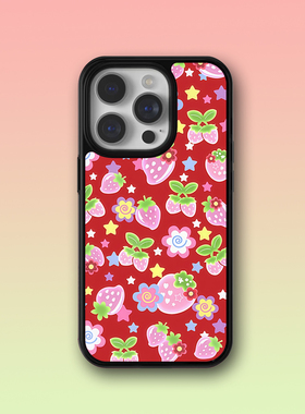 iPhone16欧美风WF同款红色星星草莓手机壳15Promax适用苹果14plus保护套13mini少女心12/11/xsmax