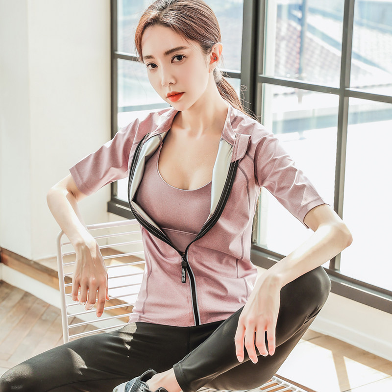 暴汗服女短袖发汗衣出汗服大码跑步上衣瑜伽运动健身房爆汗衣外套