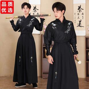 汉服男中国风古风武侠剑客男士大码公子古装黑色霸气女学生班服夏